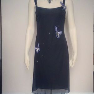 A.B.S. black butterfly rhinestone dress